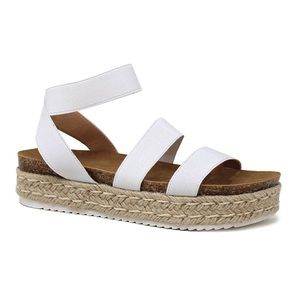 Women’s White Elastic Strap Platform Shoe- NWT